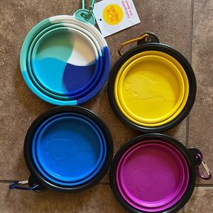 Pet dog cat travel collapsable bowls with carabiner clips $5 each